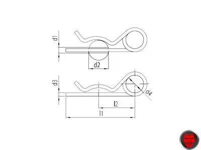 Federstecker doppelt